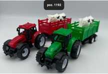 2x Traktor / traktorek z krowa na przyczepie 20cm