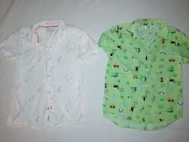 2x koszula r. 128 Reserved z krótkim rękawem na lato biała zielona