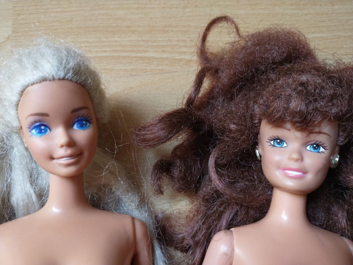 Lalka Barbie vintage z zestawem ubrań brunetka i blondynka handmade