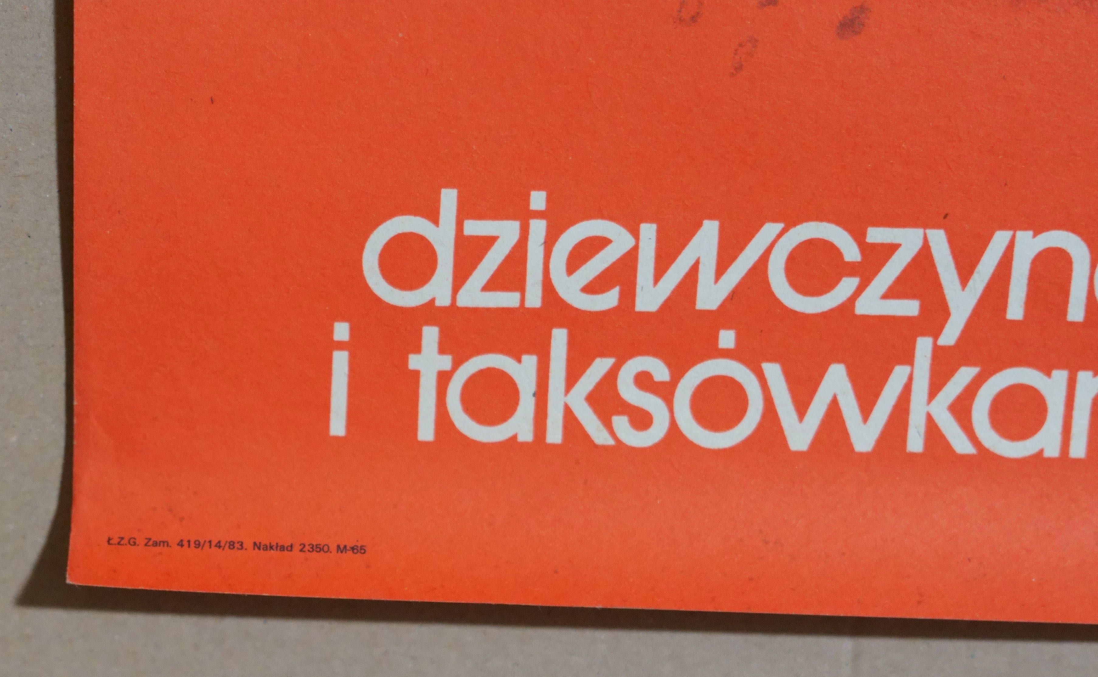 Stary Plakat studyjny - Dziewczyna i Taksówkarz 1983