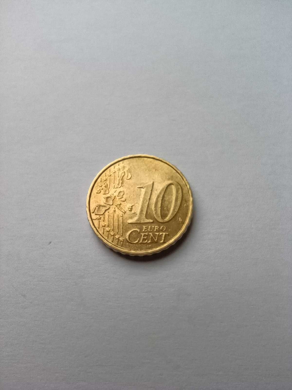 Moeda 10 cêntimos Itália 2002 com erros cunhagem
