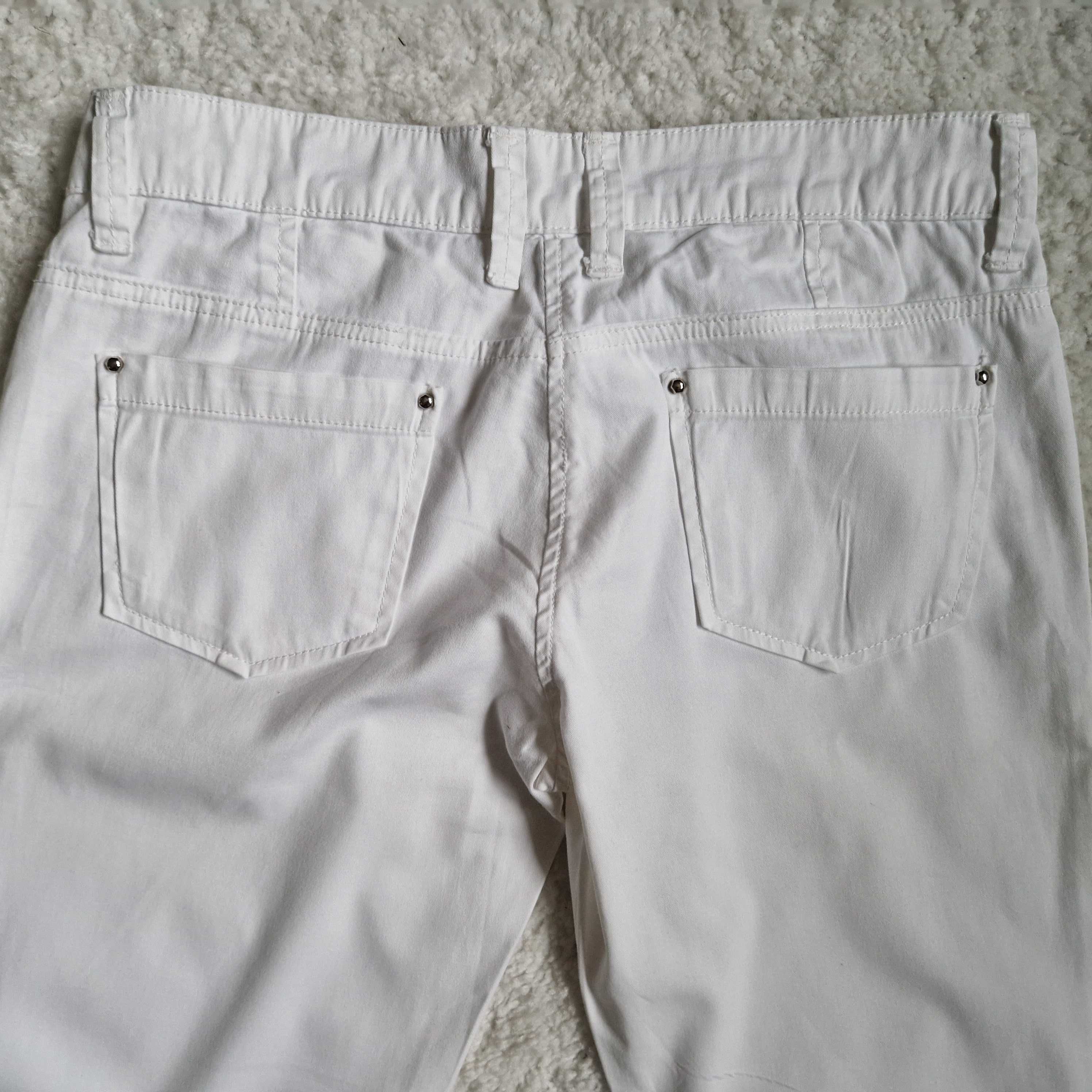Biale klasyczne spodnie damskie do kostek KASHITU JEANS r. 38