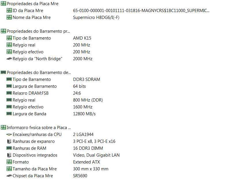 Vendo placa mãe Servidor,  2 x 16 core AMD Processor, RAM 4 x 8GB DDR3