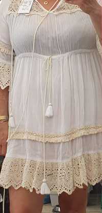 Włoska biała sukienka koronka nowa 44-46