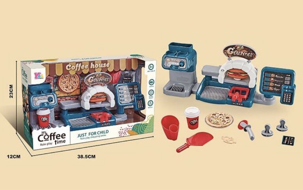 Дитячий магазин YQL 32 A кассовый аппарат, кофемашина, пицца, пончики