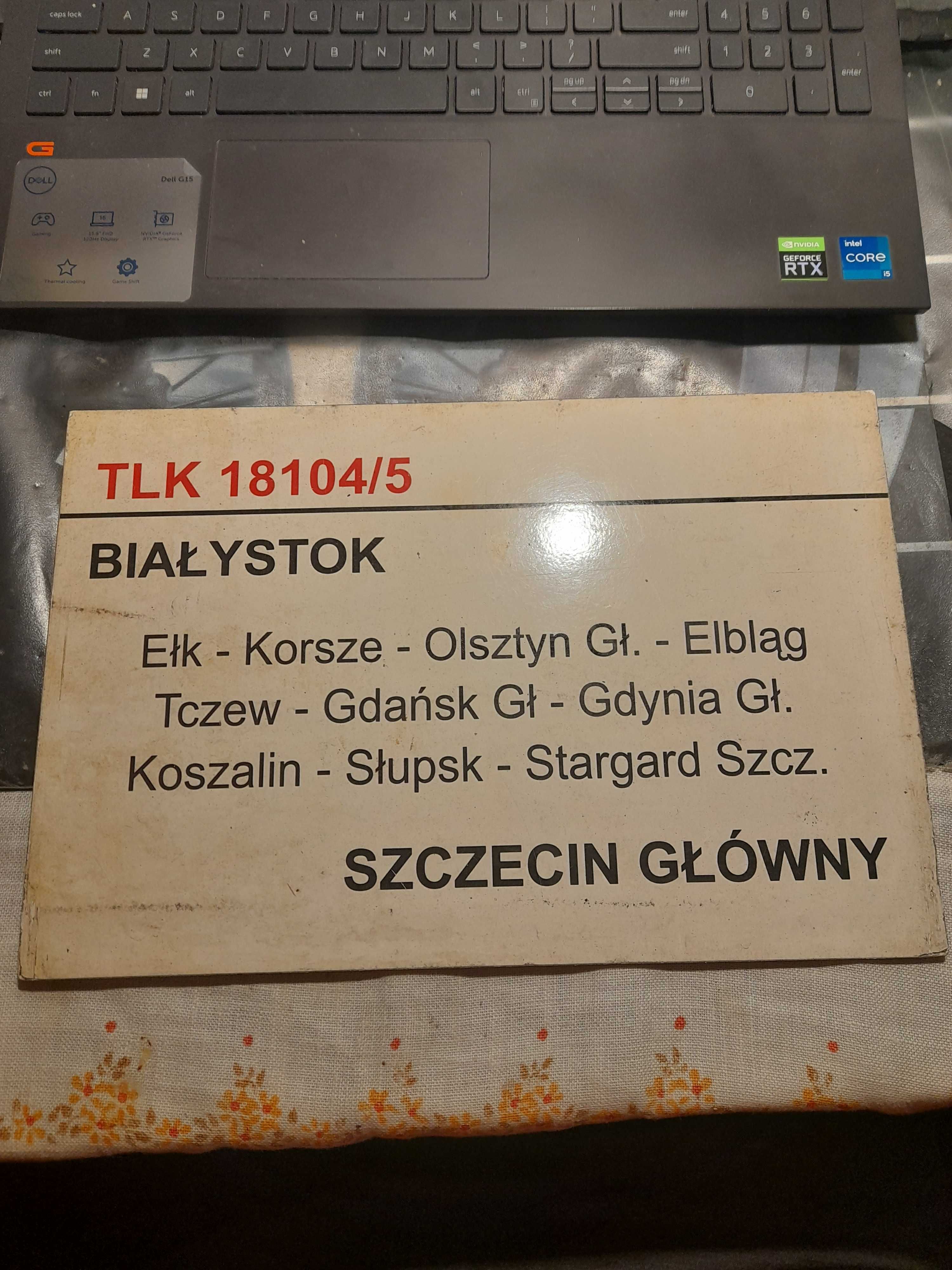 Stara tablica relacyjna pociągu TLK 18104/5