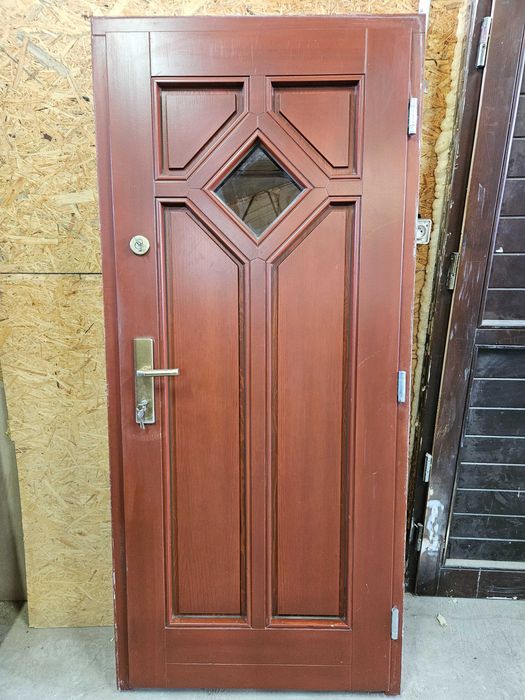 DRZWI Zewnętrzne Drewniane Sosnowe Wejściowe 88x197cm