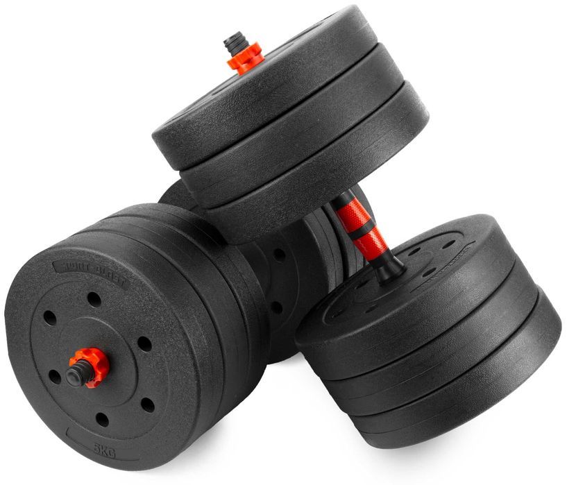 Hantle bitumiczne regulowane 2x30kg zestaw 60kg ze sztangą LUB