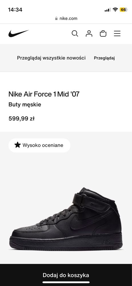 Buty Nike Air Force 1 MID skora naturalna  r. 37,5  unisex