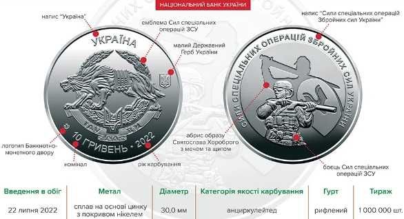 Монета Сили Спеціальних Операцій Збройних Сил України ССО ЗСУ 2022 РОЛ