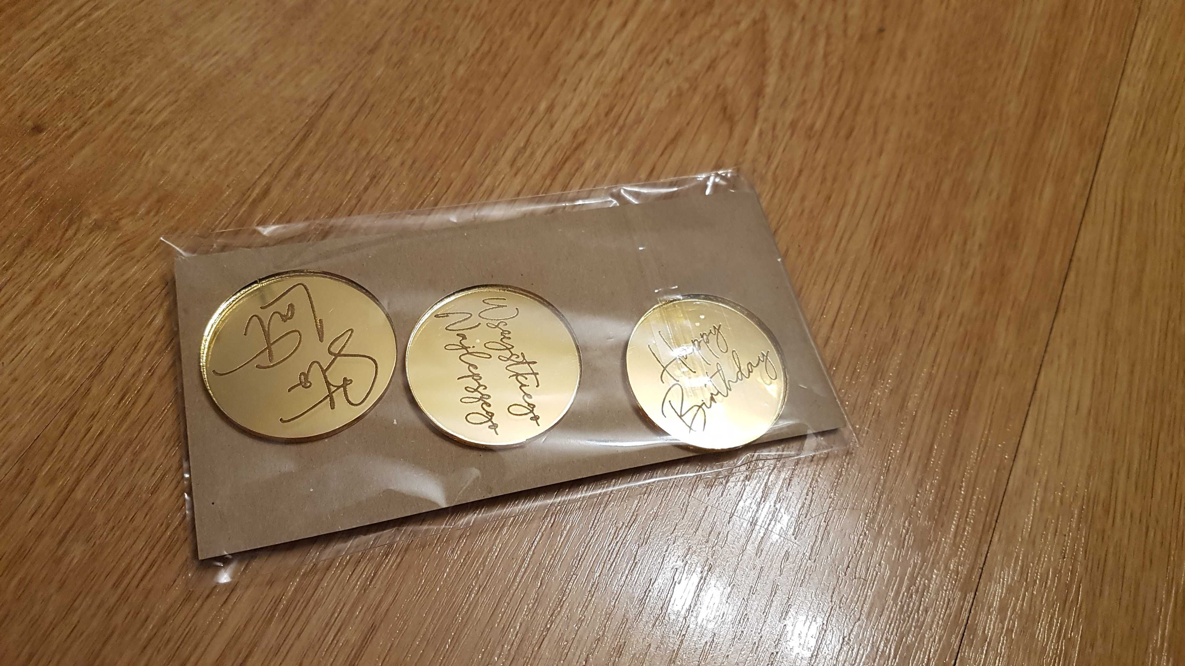 Do tortu dekoracje serca sto lat złota plexi topper