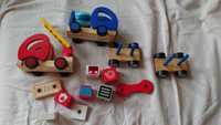 Zabawki drewniane pojazdy straż i betoniarka