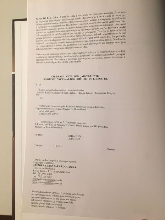 Livro Emergências médicas e terapia intensiva