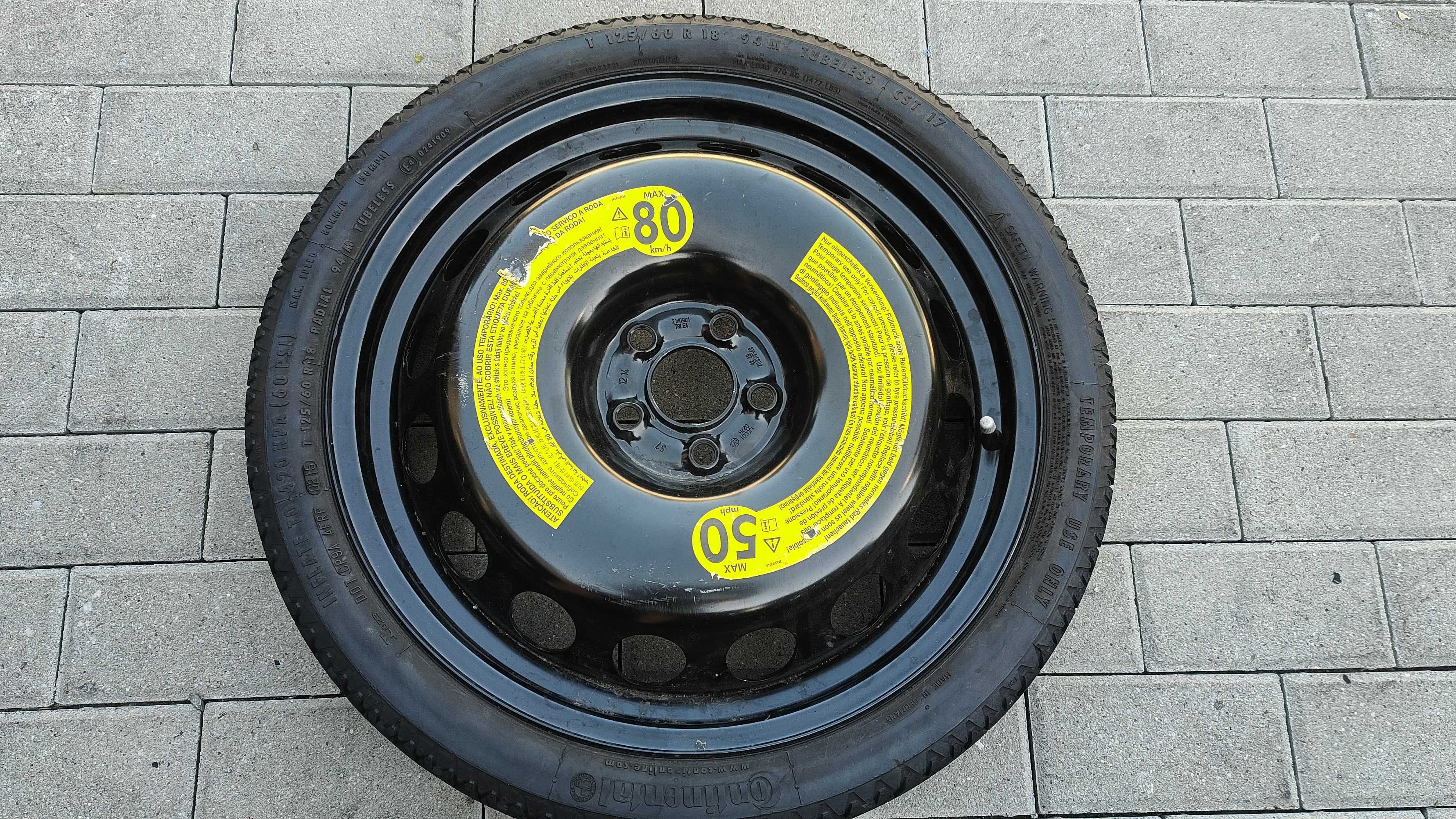Koło Dojazdowe Zapas VW AUDI SEAT 125/60/18 Continental MB
