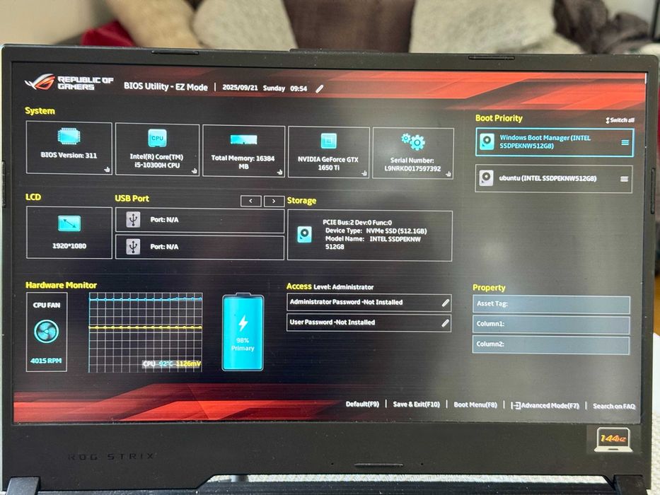 Laptop ASUS ROG Strix G15 G512LI-HN058 Black 2020