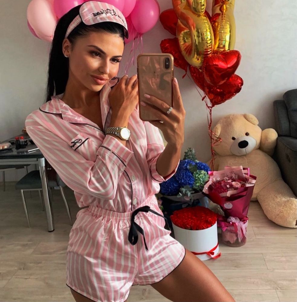 Піжама рожева комплект VS пижама розовая Secret S M L XL подарунок