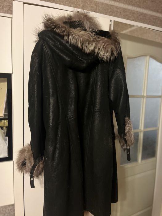 Kożuch naturalny ze srebrnym lisem