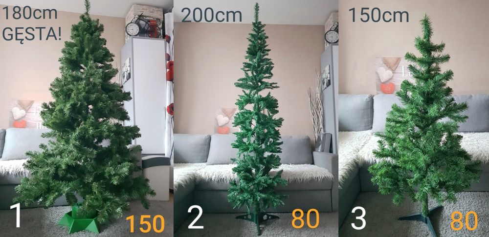 3x CHOINKA ŚWIĄTECZNA sztuczna 150 180cm 200 zielona