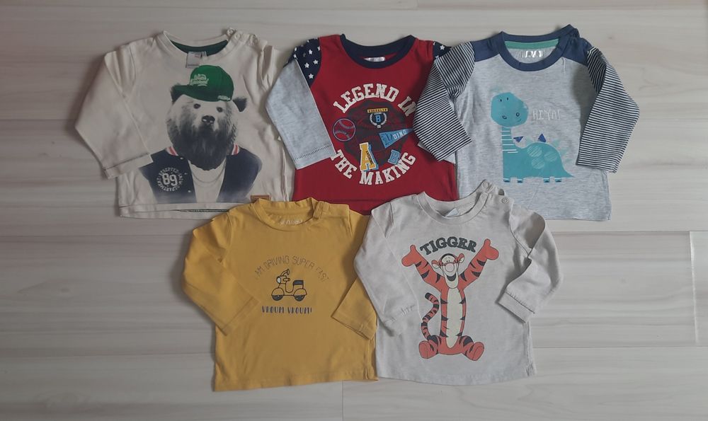 Zestaw 5szt: Bluzka z długim rękawem r.74