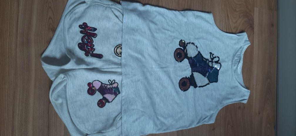 Komplet na lato cekiny ,wrotki h&m 134/140