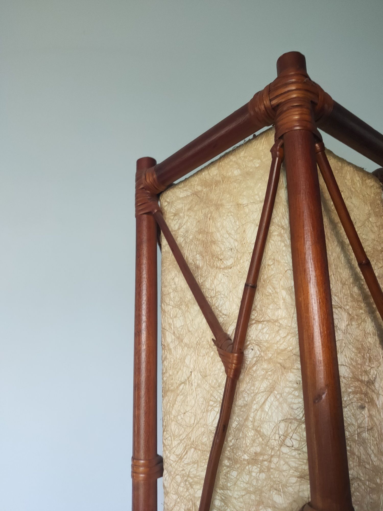 Lampa stojąca podłogowa,rattan, włókno, wys.182 cm