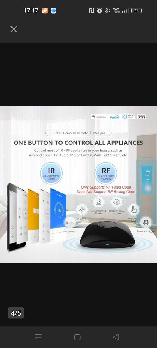 Uniwersalny pilot BROADLINK RM4 PRO IR i RF do Smart home