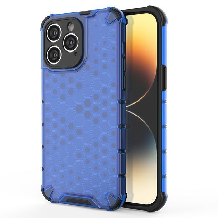 Honeycomb Etui Iphone 14 Pro Pancerny Hybrydowy Pokrowiec Niebieskie