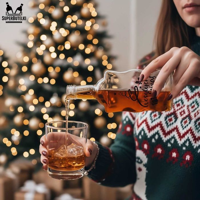 Butelka FALA 500 ml z nadrukiem ŚWIĄTECZNYM butelka na nalewki soki