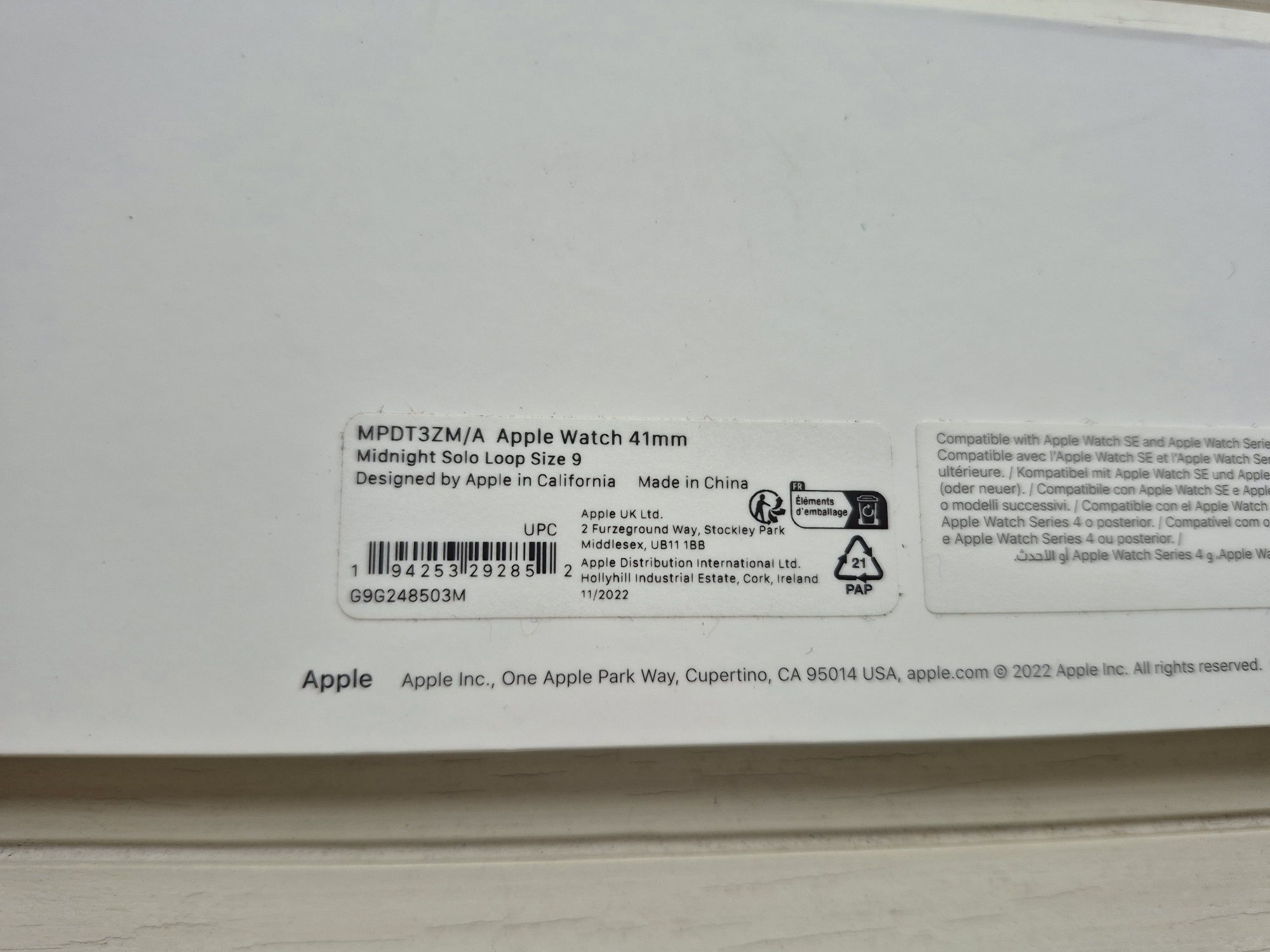 Pasek Apple Watch Midnight Size 9 41mm