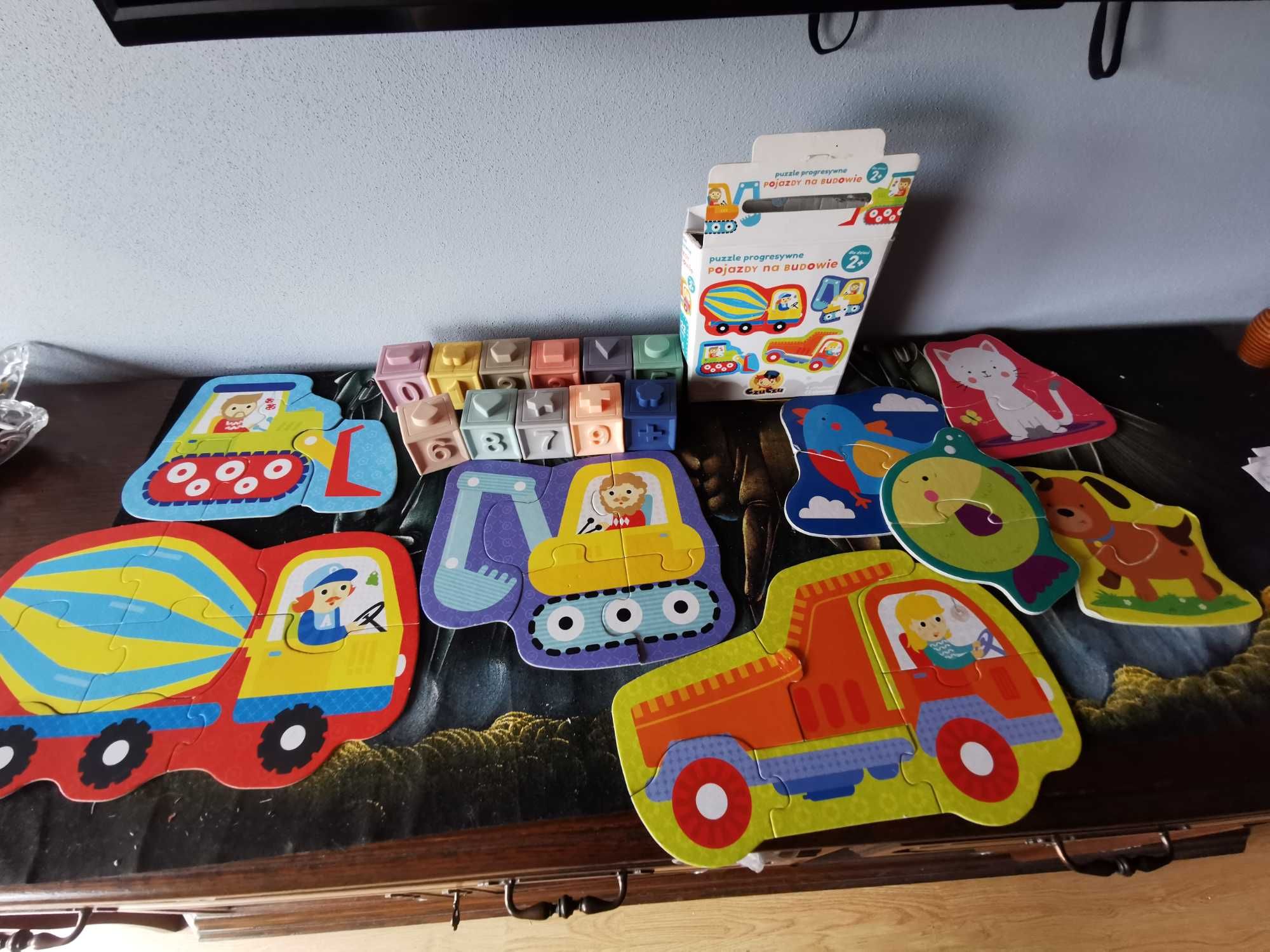 Klocki Sensoryczne, puzzle Czuczu pojazdy, zabawki edukacyjne + gratis