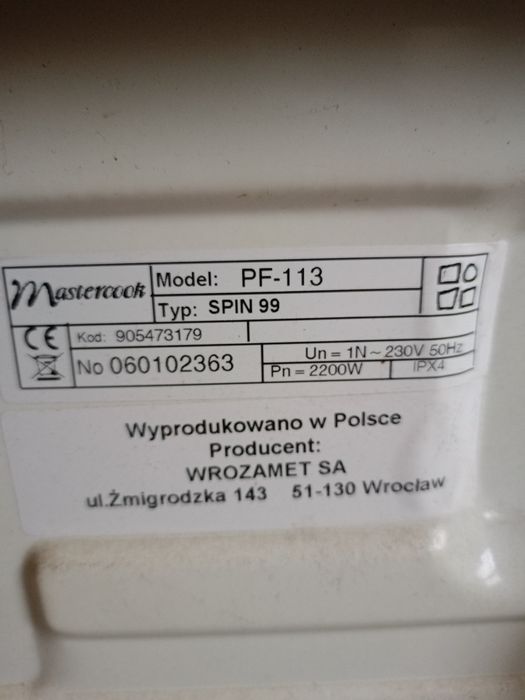 Pralka Mastercook ( proszę czytać opis)