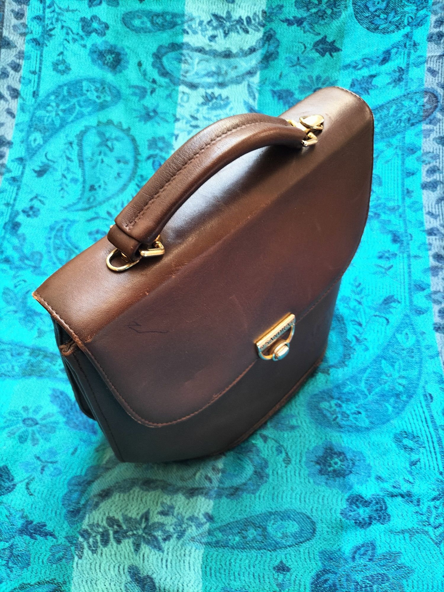 Torebka skórzana kuferek retro prl 25x21 cm