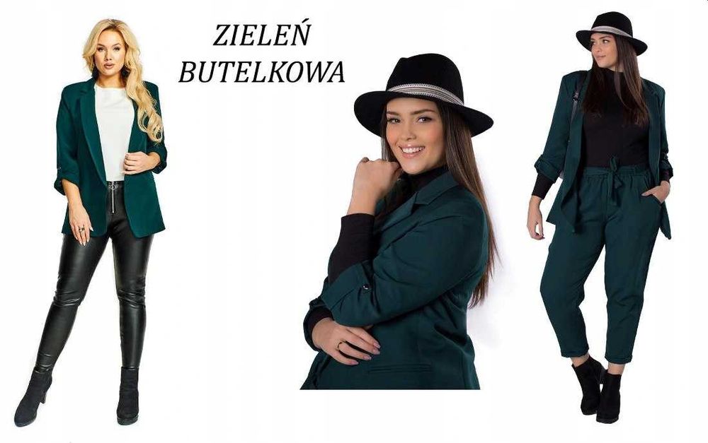 Garnitur damski ANET plus size (S-5XL)  butelkowa zieleń na zamówienie