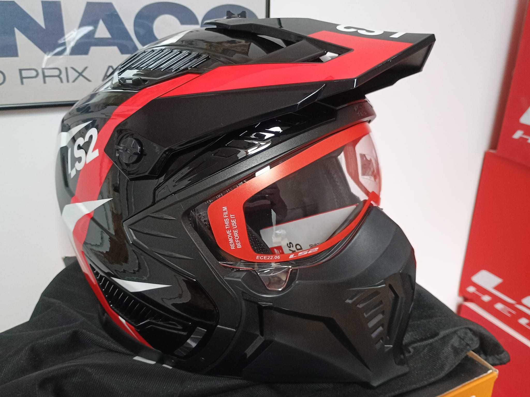 KASK LS2 model OF606 w grafice DRIFTER TRIALITY RED rozmiar S lub L