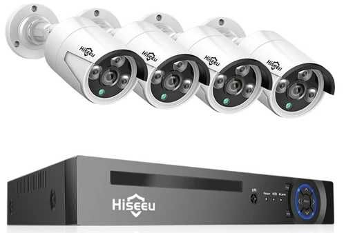 Hiseeu NVR.POE - Sistema de Vigilância de 8 Canais + 4/8 Câmaras