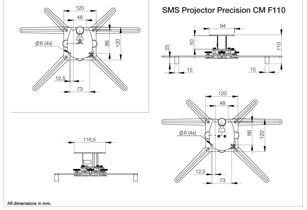 Uchwyt podsufitowy firmy SMS model CM F110 do projektora