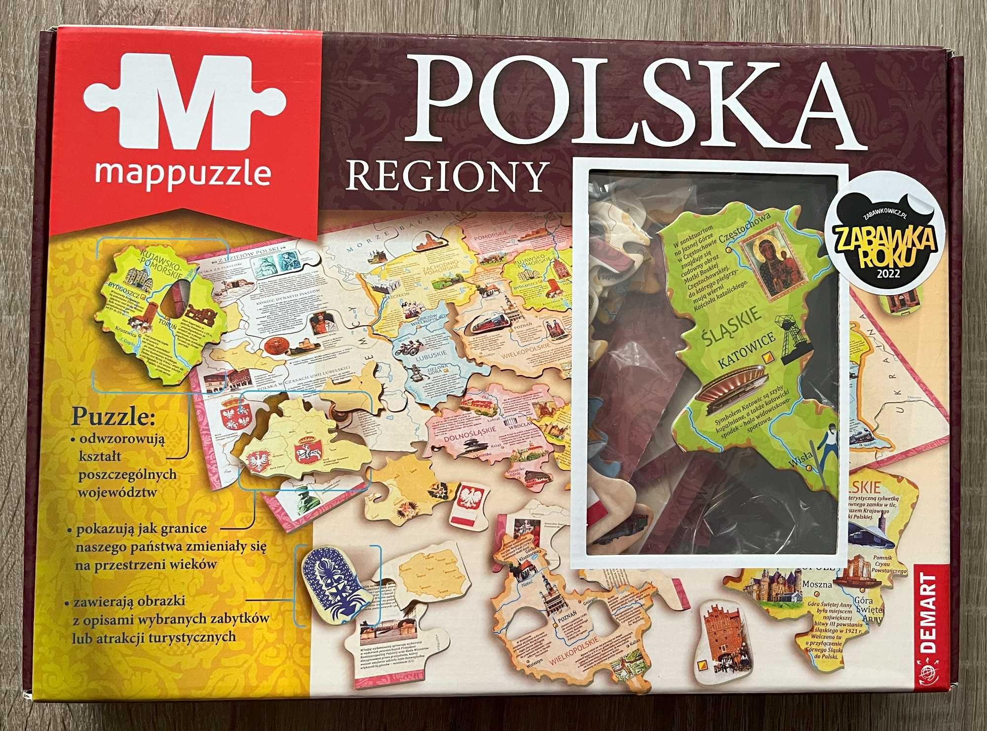 Puzzle Demart Mappuzzle - Polska Regiony 70 el.