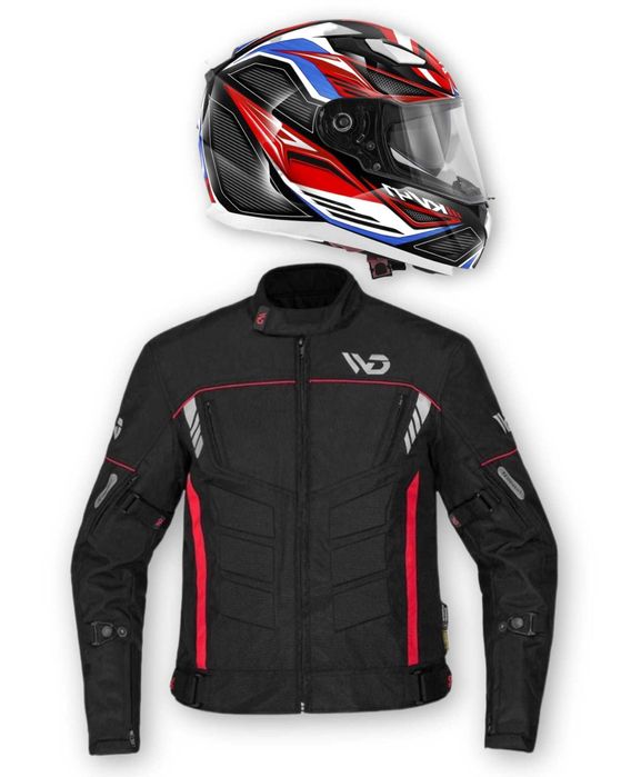 Conjunto casaco jaqueta com proteções capacete mota scooter novo