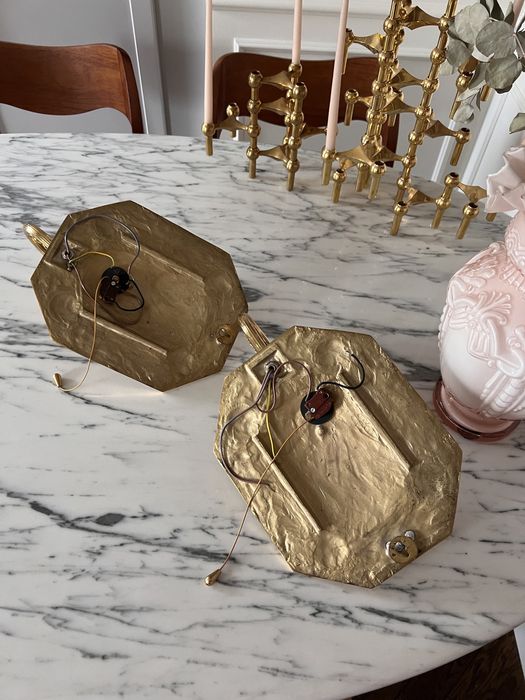 Bardzo ciężkie 4kg mosiężne braz brazu kinkiety mosiądz kwiaty vintage