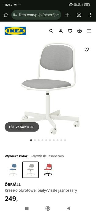 Zestaw Ikea Biurko wiszące plus krzesło obrotowe