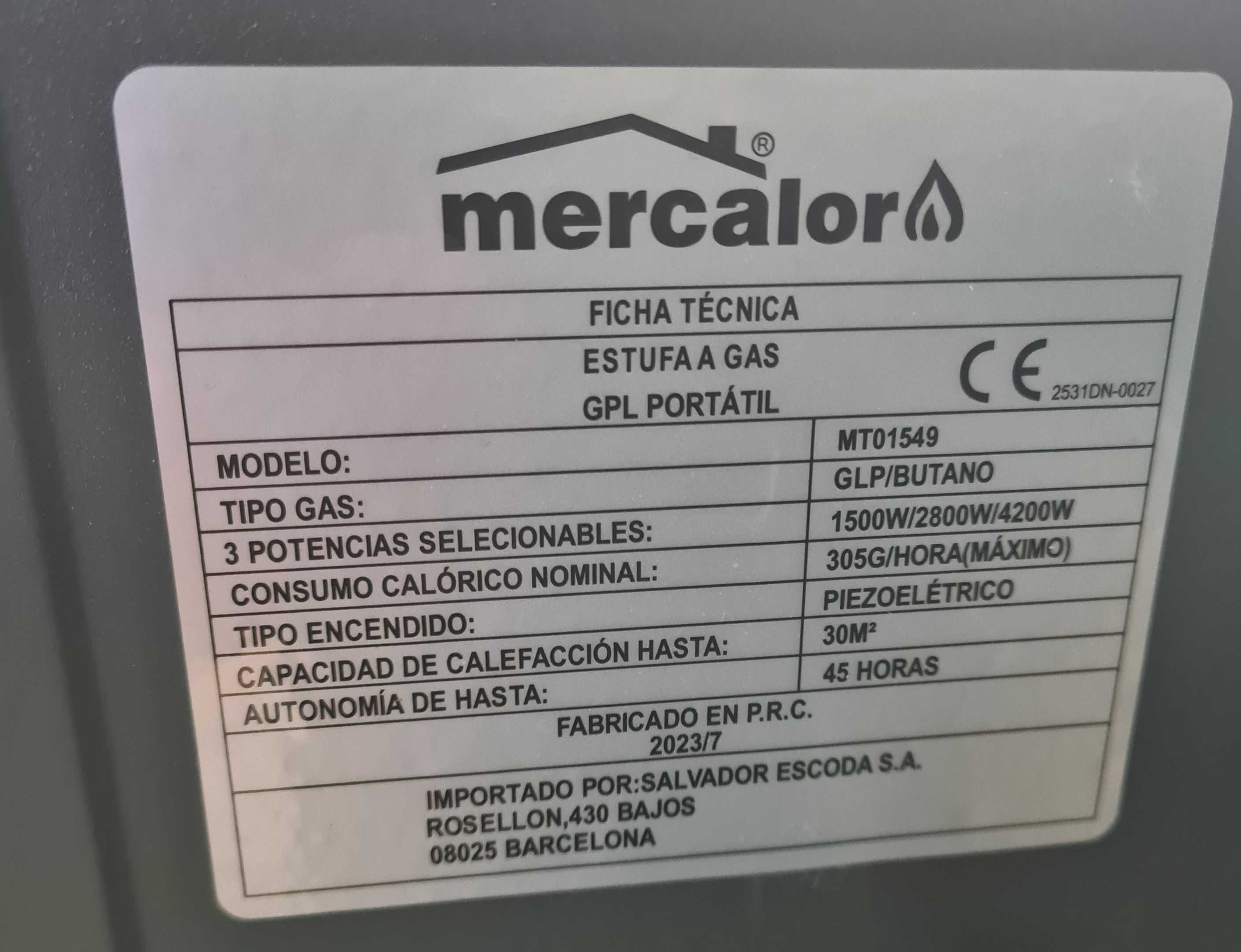 aquecedor a gas radiante mercalor