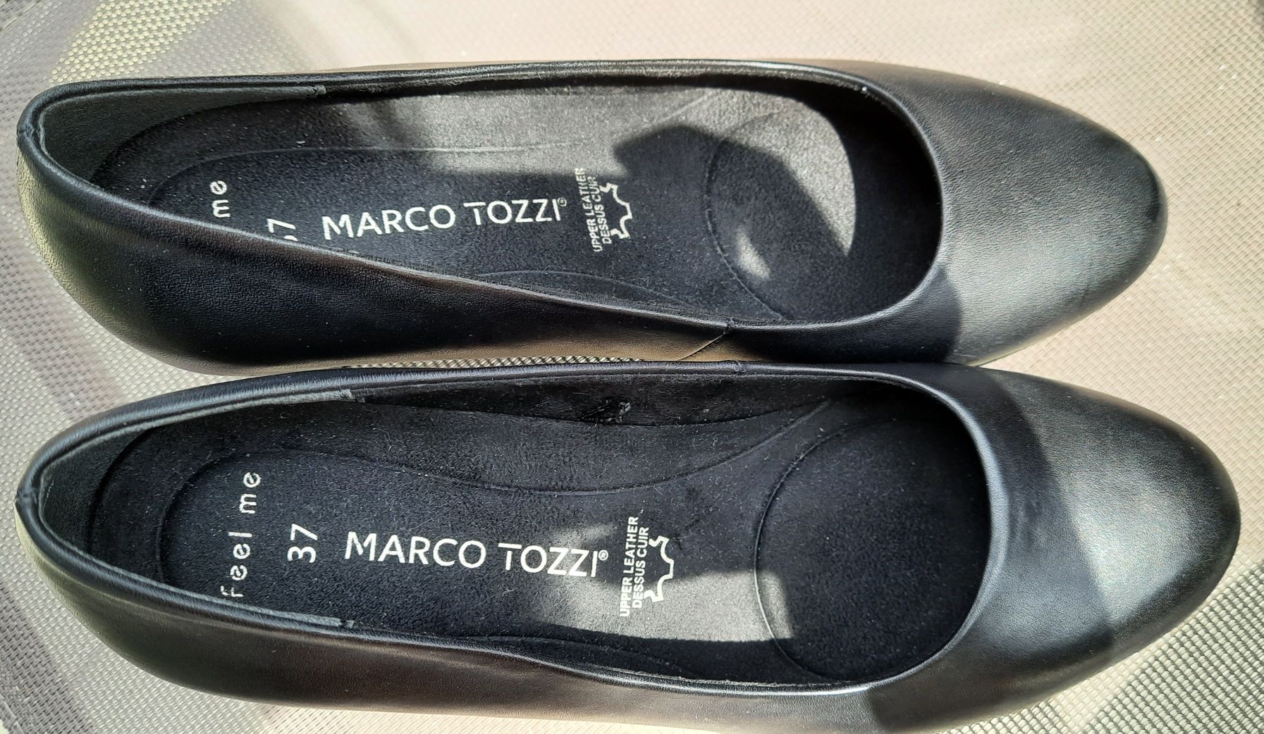 Nowe Czółenka skórzane czarne Marco Tozzi 37