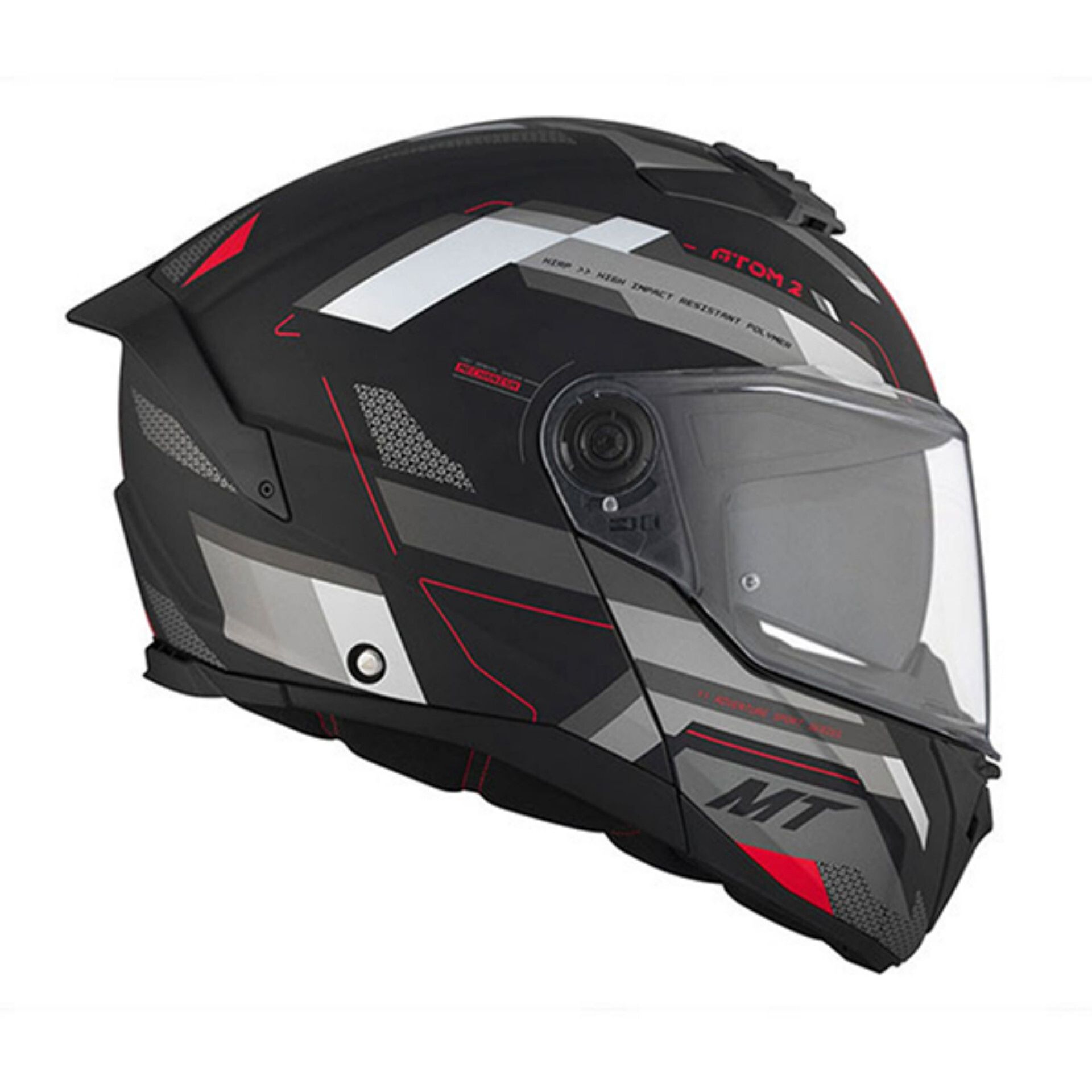 Capacete Modular MT Atom 2 SV Bast FU404SV D5 22-06 preto fosco vermel