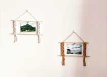 Porta-retratoe em macramé