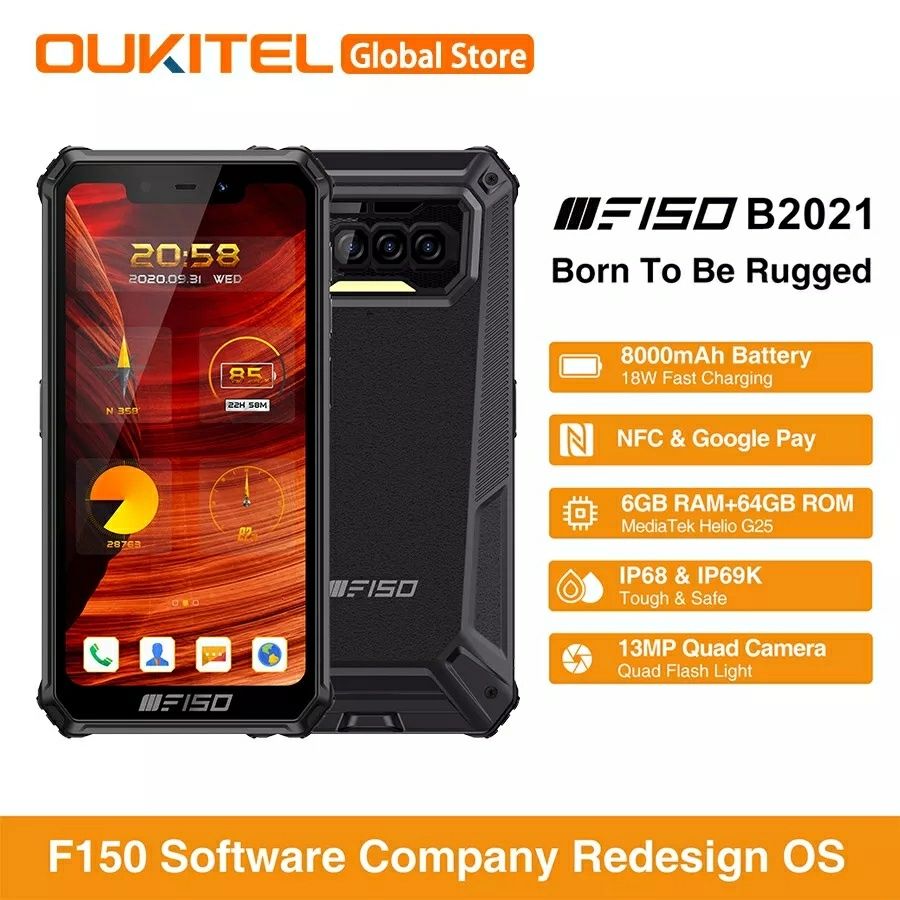 Oukitel F150 B2021 NFC IP68 6/64gb 8000мАч  black