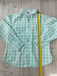Koszula 134cm Reserved na długi rękaw, kratka, miętowa, zielona