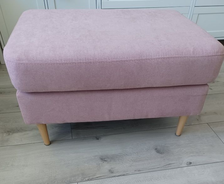 Sofa/Kanapa z funkcją spania + pufa/podnóżek - Pudrowy róż