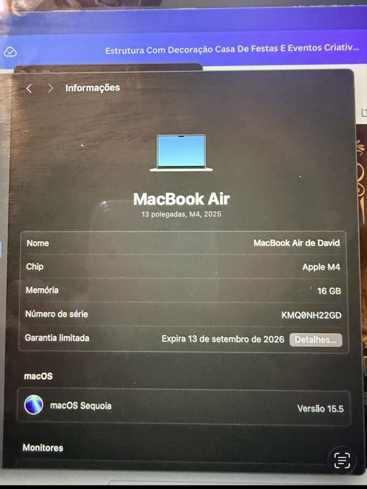 Macbook Air M4 Novo