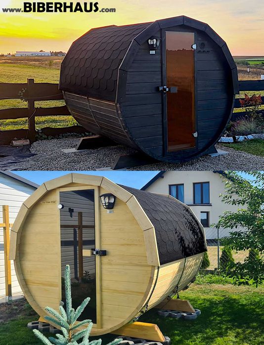 SAUNA Ogrodowa 200 cm MINI DWUpoziomowa +GRATIS Beczka 500L +Akcesoria