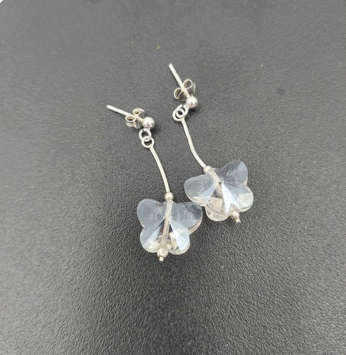 Urocze SREBRNE kolczyki wiszące Motylki z kryształkami próba 925 NOWE!